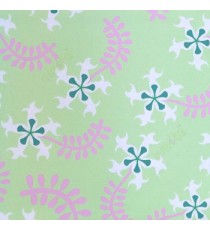Pink green blue color traditional floral pattern trendy leaf stems with abstract floral design roller blind